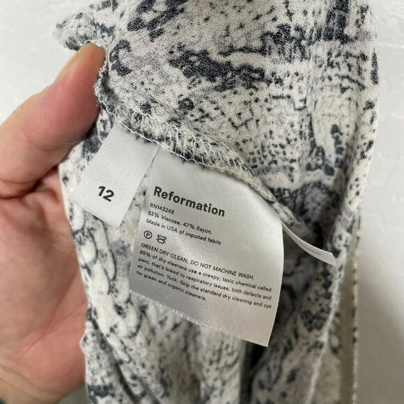 Reformation Black White Snake Print Margot Crepe Mini Skirt - Picture 6 of 8